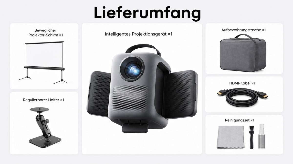 Tragbarer Smart-Projektor mit Soundsystem